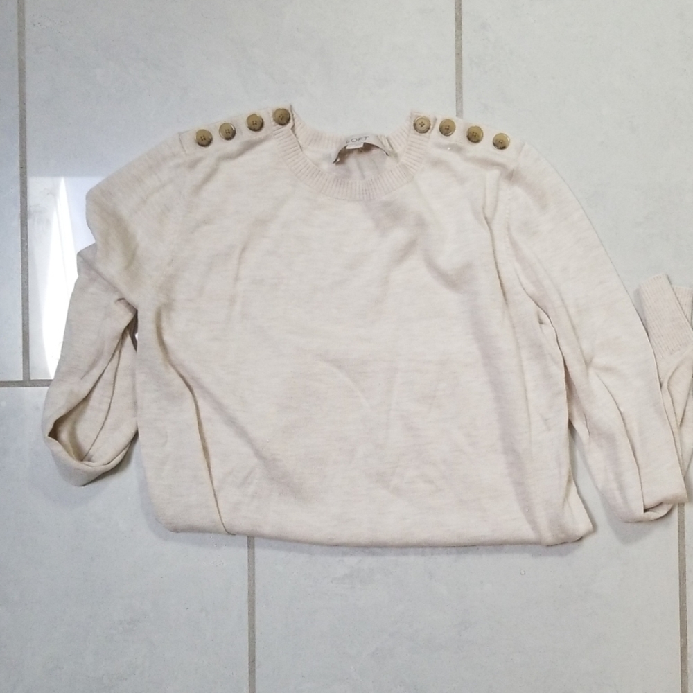 LOFT crew neck sweater with button accents - Picture 4 of 4